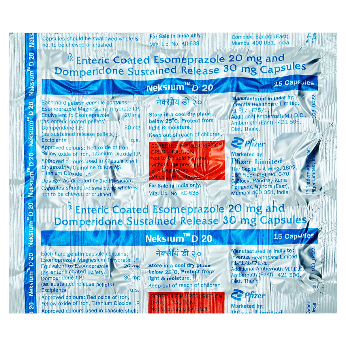 Neksium D 20 mg Capsule 15's, Pack of 15 CapsuleS Neksium D 20 mg Capsule 15's, Pack of 15 CapsuleS