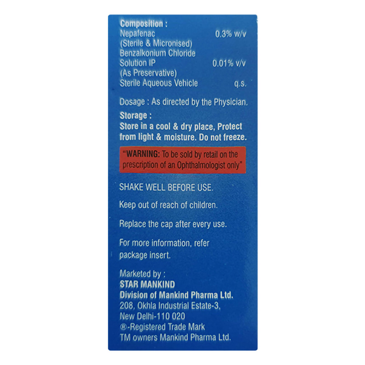 Nepastar OD 0.3% Eye Drop 3 ml, Pack of 1 EYE DROPS Nepastar OD 0.3% Eye Drop 3 ml, Pack of 1 EYE DROPS