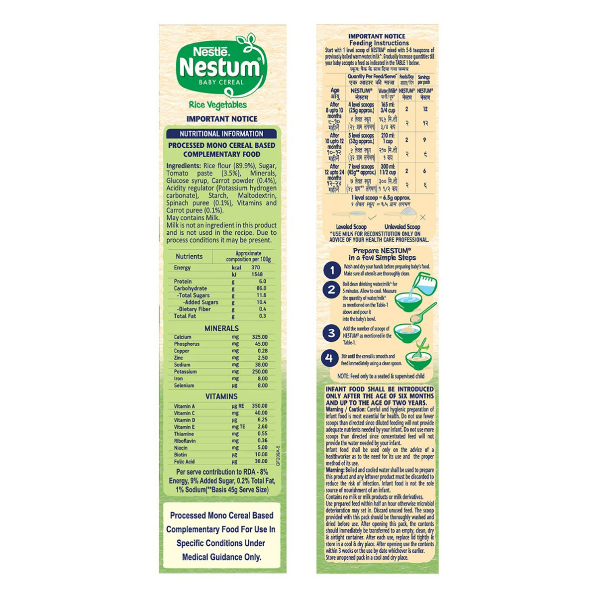 Nestle Nestum Baby Cereal Rice Vegetables (From 8 Months+) Powder, 300 gm Refill Pack, Pack of 1 Nestle Nestum Baby Cereal Rice Vegetables (From 8 Months+) Powder, 300 gm Refill Pack, Pack of 1