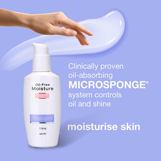 Neutrogena Oil-Free Moisture Combination Skin 118 ml | Controls Oil | Moisturises Skin | Oil Free, Light Weight & Non Greasy Formula | For Combination Skin, Pack of 1 Neutrogena Oil-Free Moisture Combination Skin 118 ml | Controls Oil | Moisturises Skin | Oil Free, Light Weight & Non Greasy Formula | For Combination Skin, Pack of 1
