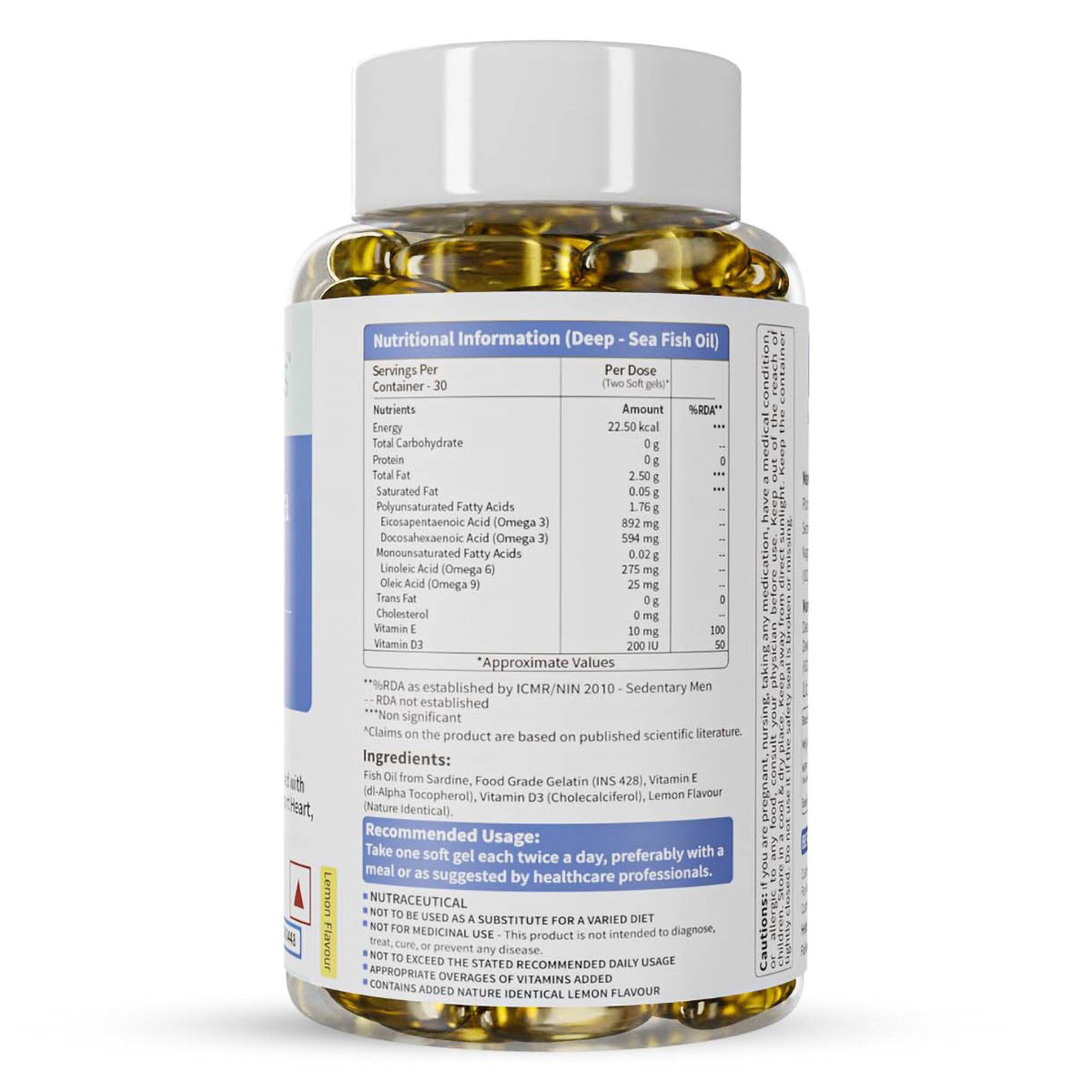 Neuherbs Deep-Sea Fish Oil 2500 mg Lemon Flavour, 60 Softgels, Pack of 1 Neuherbs Deep-Sea Fish Oil 2500 mg Lemon Flavour, 60 Softgels, Pack of 1