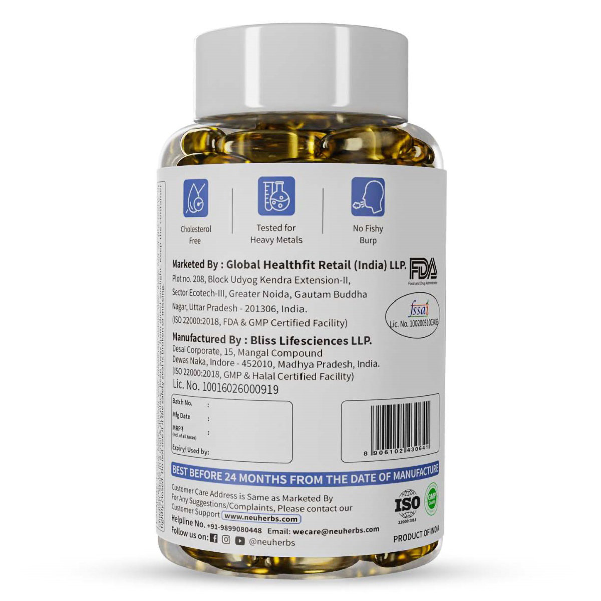 Neuherbs Deep-Sea Fish Oil 2500 mg Lemon Flavour, 60 Softgels, Pack of 1 Neuherbs Deep-Sea Fish Oil 2500 mg Lemon Flavour, 60 Softgels, Pack of 1