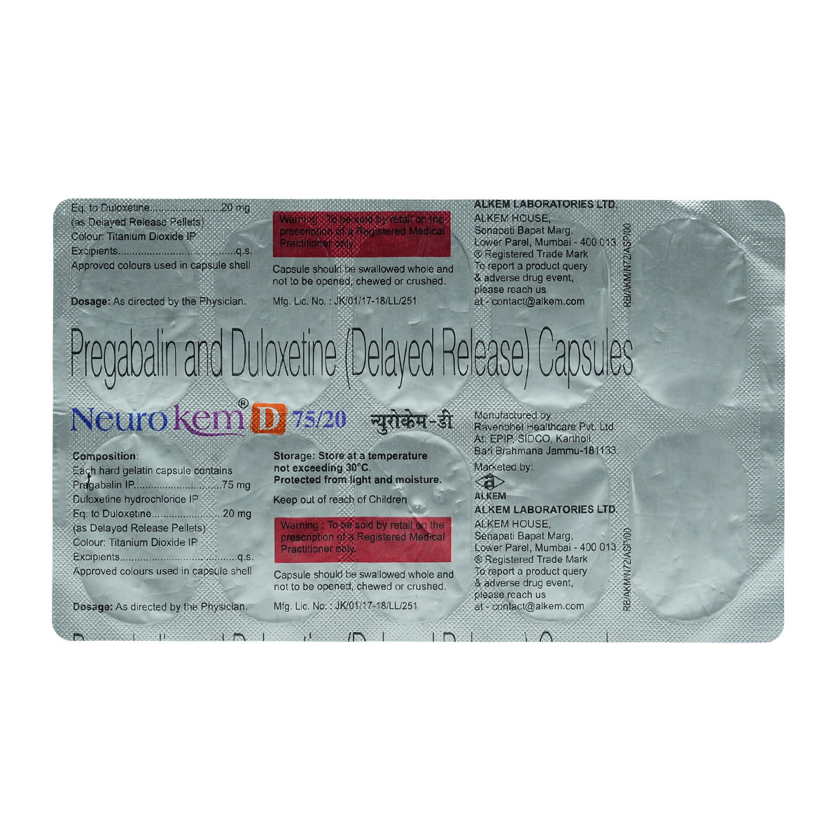 Buy Neurokem D 75 mg/20 mg Capsule 10's Online