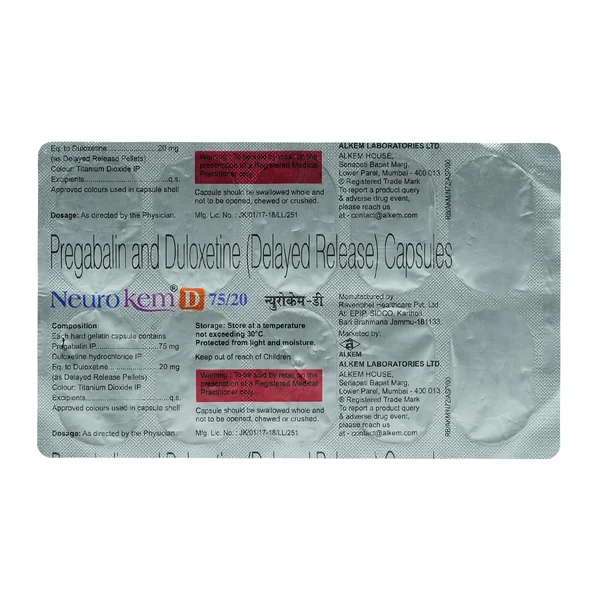 Neurokem D 75 mg/20 mg Capsule 10's, Pack of 10
