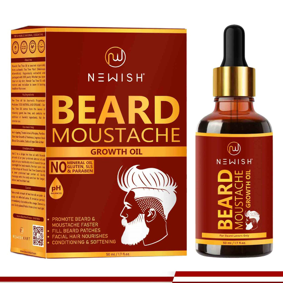 Newish Beard and Moustache Growth Oil, 50 ml, Pack of 1 Newish Beard and Moustache Growth Oil, 50 ml, Pack of 1
