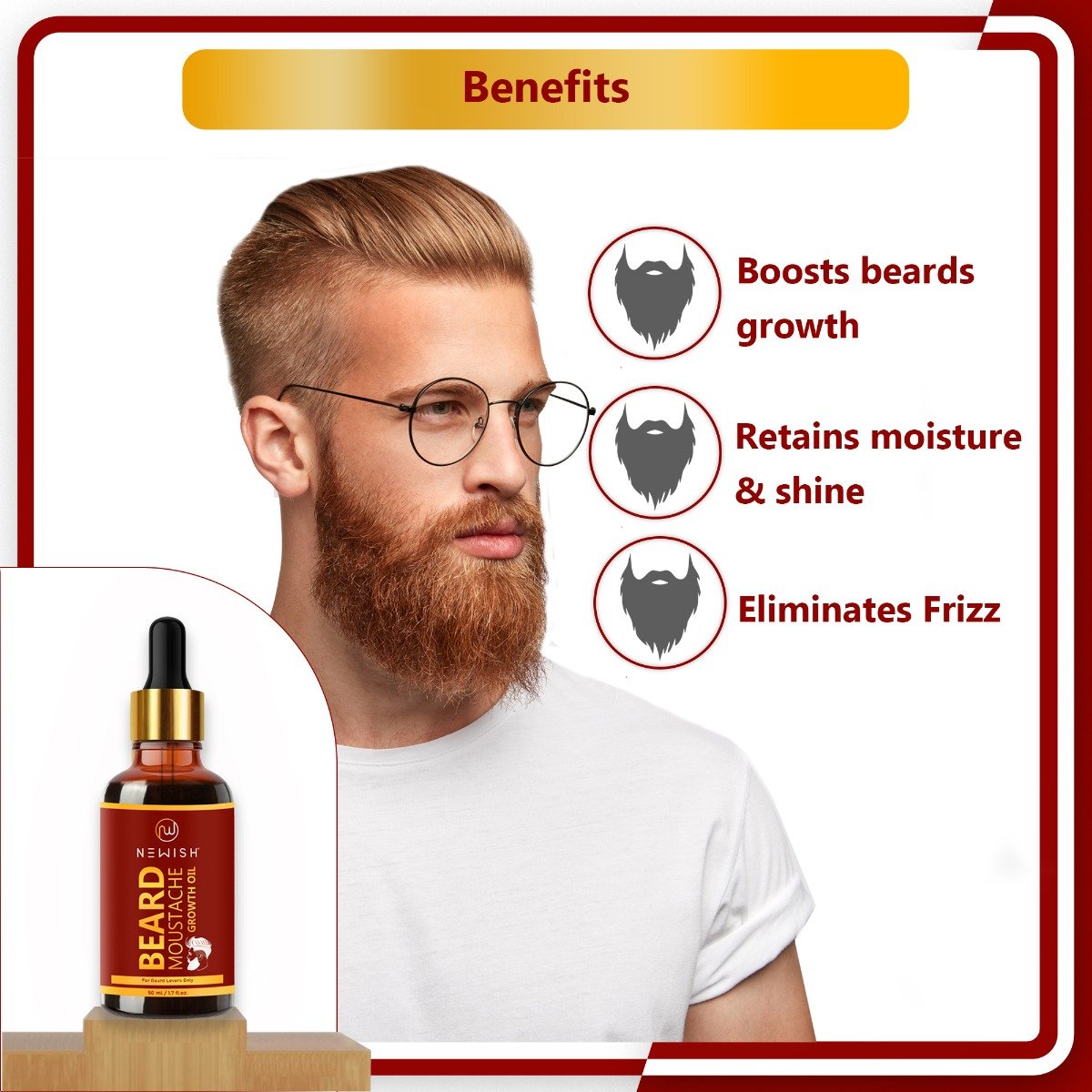 Newish Beard and Moustache Growth Oil, 50 ml, Pack of 1 Newish Beard and Moustache Growth Oil, 50 ml, Pack of 1