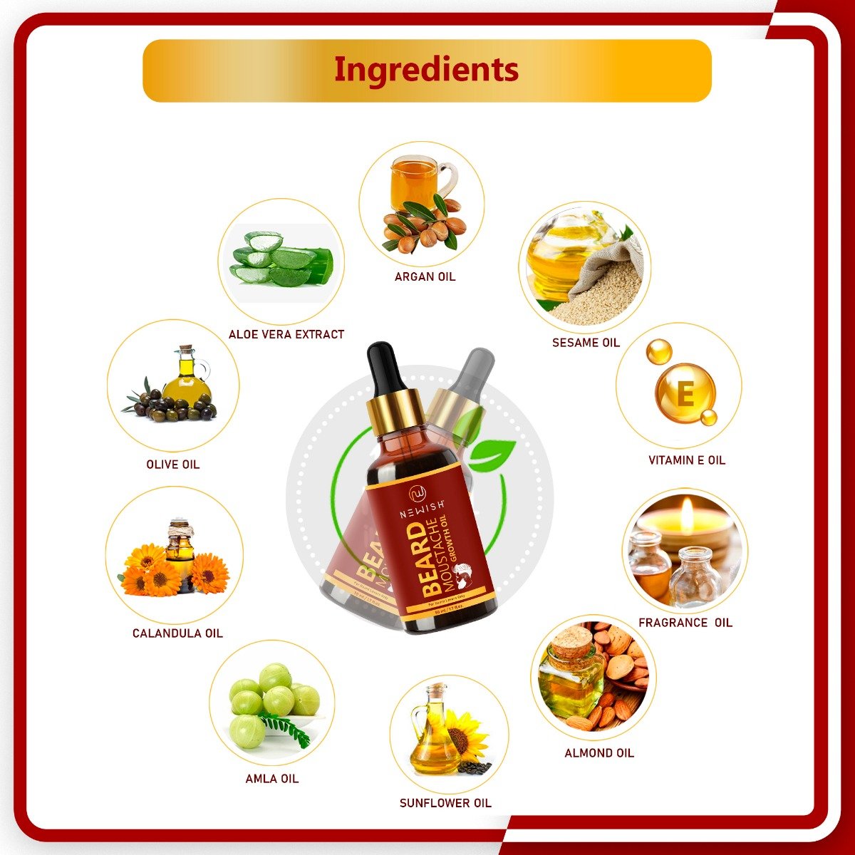 Newish Beard and Moustache Growth Oil, 50 ml, Pack of 1 Newish Beard and Moustache Growth Oil, 50 ml, Pack of 1