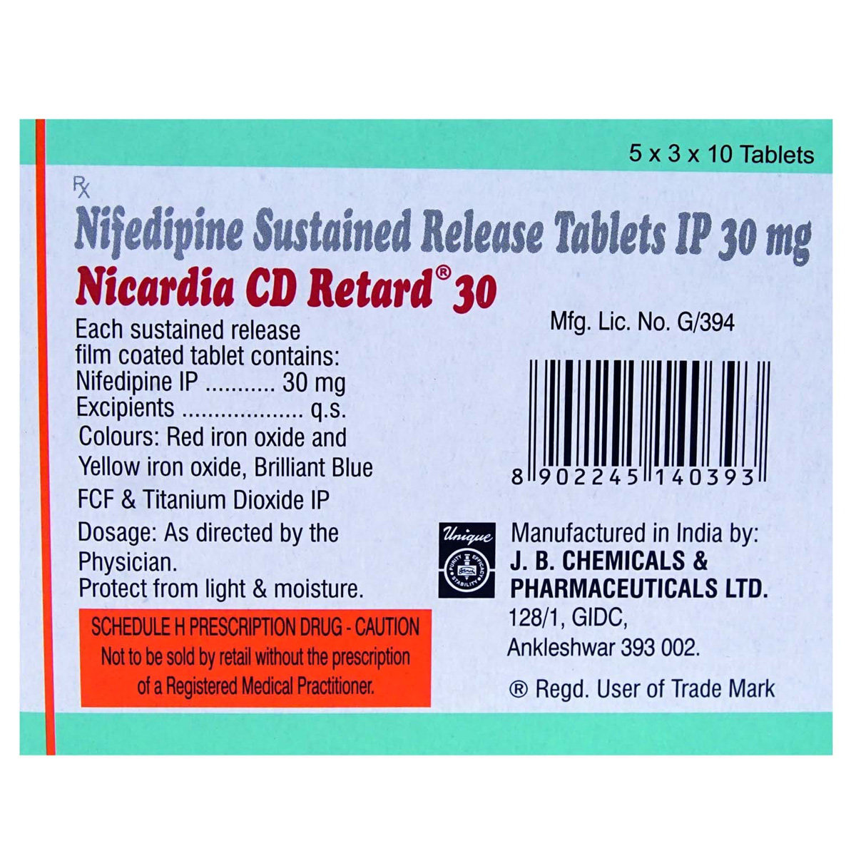 Nicardia CD Retard 30 Tablet 10's, Pack of 10 TABLETS Nicardia CD Retard 30 Tablet 10's, Pack of 10 TABLETS
