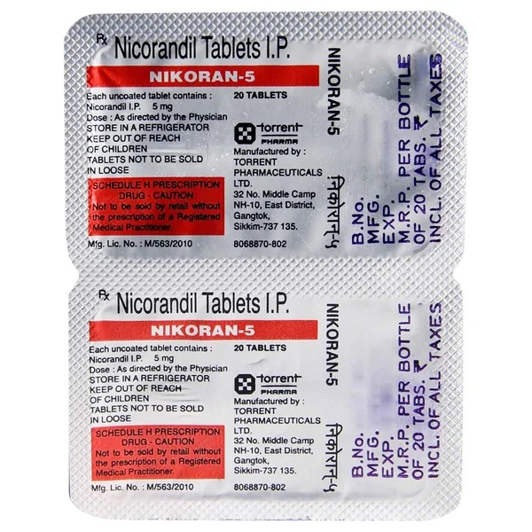 Nikoran-5 Tablet 20's, Pack of 1 TABLET