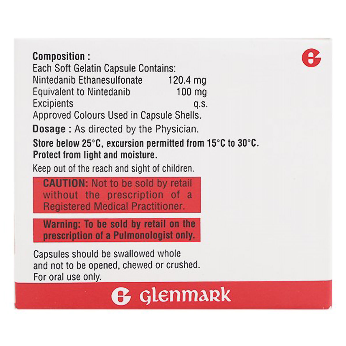 Nindanib 100 Soft Gelatin Capsule 10's, Pack of 10 CapsuleS Nindanib 100 Soft Gelatin Capsule 10's, Pack of 10 CapsuleS