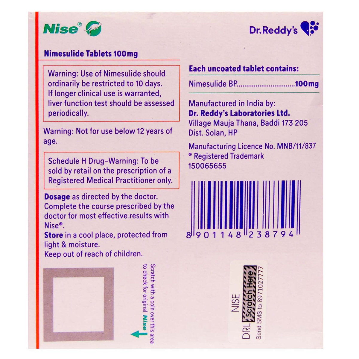 Nise 100 Tablet 15's, Pack of 15 TABLETS Nise 100 Tablet 15's, Pack of 15 TABLETS