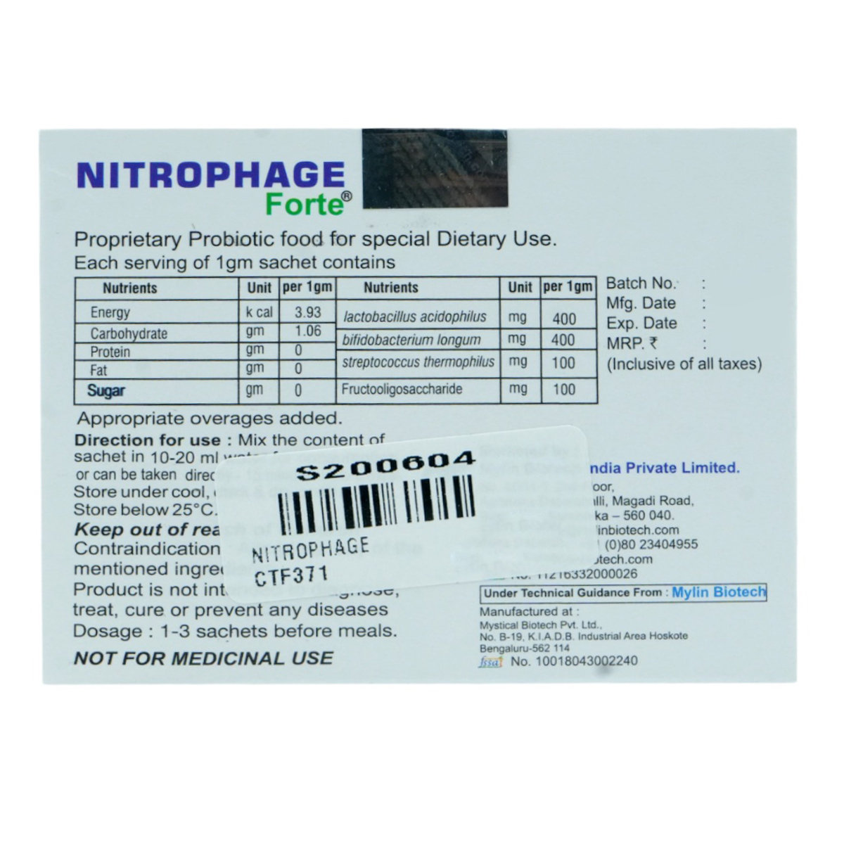 Nitrophage Forte Sachet 1 gm, Pack of 6 Nitrophage Forte Sachet 1 gm, Pack of 6
