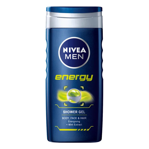 Nivea Men Energy Shower Gel 250 ml | With Mint Extract | Cleansing &amp; Refreshing | Shower Gel For Face, Body &amp; Hair | For men Only | All Skin Type, Pack of 1