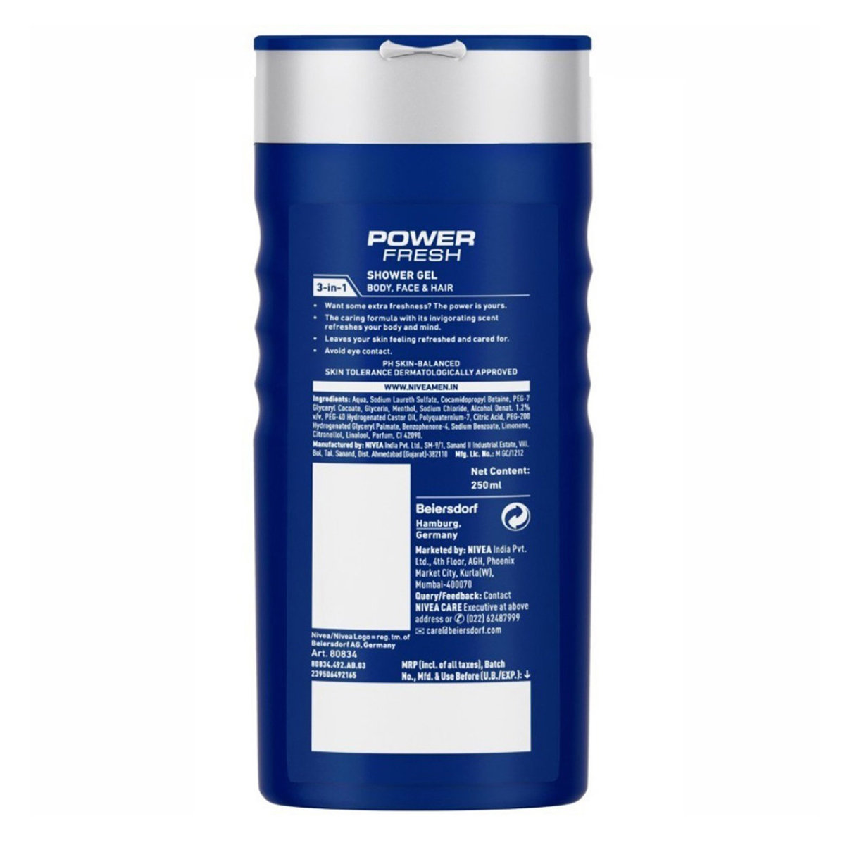Nivea Men Power Refresh Shower Gel 200 ml | Menthol With Refrshing Fragrance Of Water Mint | Shower Gel For Face, Body & Hair |, Pack of 1 Nivea Men Power Refresh Shower Gel 200 ml | Menthol With Refrshing Fragrance Of Water Mint | Shower Gel For Face, Body & Hair |, Pack of 1