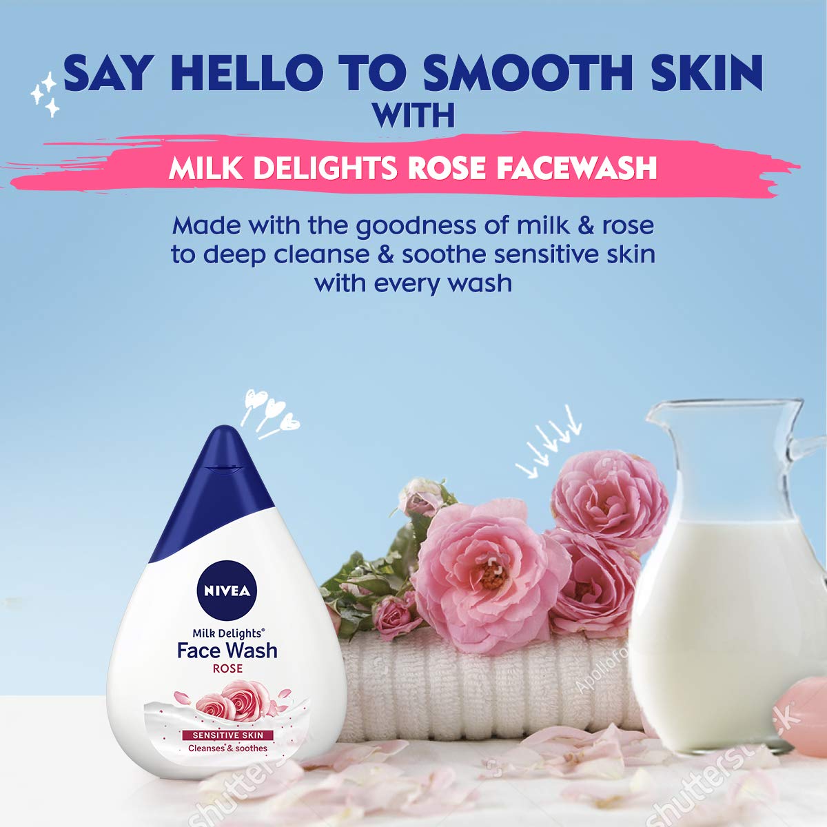 Nivea Milk Delights Rose Face Wash 50 ml | With Goodness Of Rose & Milk | For Sensitive Skin, Pack of 1 Nivea Milk Delights Rose Face Wash 50 ml | With Goodness Of Rose & Milk | For Sensitive Skin, Pack of 1