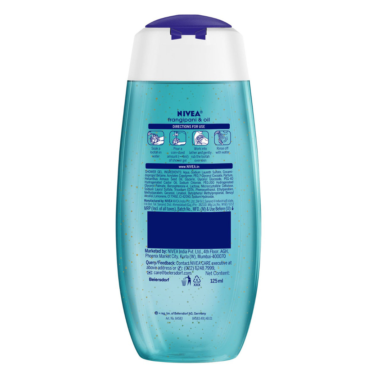 Nivea Frangipani & Oil Shower Gel 125 ml | Care Oil Pearls With Frangipani Flower Extract | Cleanses & Moisturises Skin, Pack of 1 Nivea Frangipani & Oil Shower Gel 125 ml | Care Oil Pearls With Frangipani Flower Extract | Cleanses & Moisturises Skin, Pack of 1