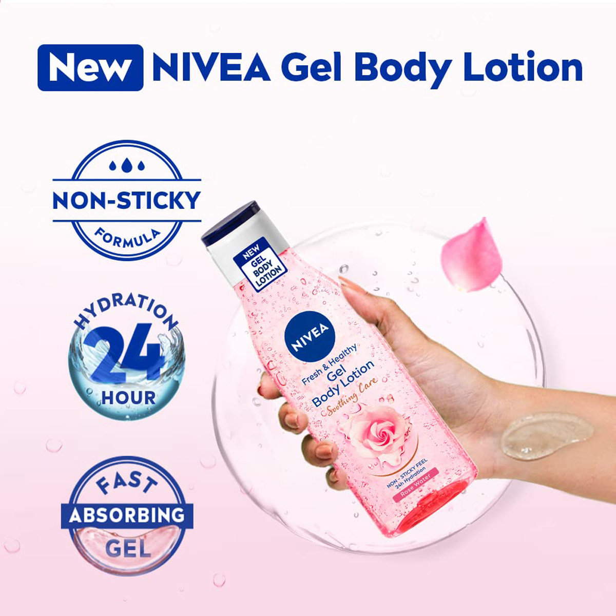Nivea Rose Water Gel Body Lotion 75 ml | Rose Water | Refreshing Care | 24 hrs Of Hydration | Dryness Protection | Non Sticky Formula | Fast Absorbing Gel, Pack of 1 Nivea Rose Water Gel Body Lotion 75 ml | Rose Water | Refreshing Care | 24 hrs Of Hydration | Dryness Protection | Non Sticky Formula | Fast Absorbing Gel, Pack of 1