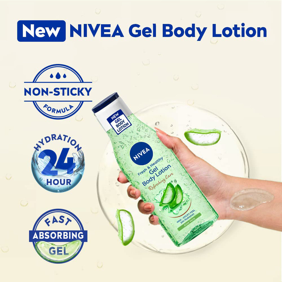 Nivea Aloe Vera Gel Body Lotion 75 ml | Aloe Vera | Refreshing Care | 24 hrs Of Hydration | Dryness Protection | Non Sticky Formula | Fast Absorbing Gel, Pack of 1 Nivea Aloe Vera Gel Body Lotion 75 ml | Aloe Vera | Refreshing Care | 24 hrs Of Hydration | Dryness Protection | Non Sticky Formula | Fast Absorbing Gel, Pack of 1