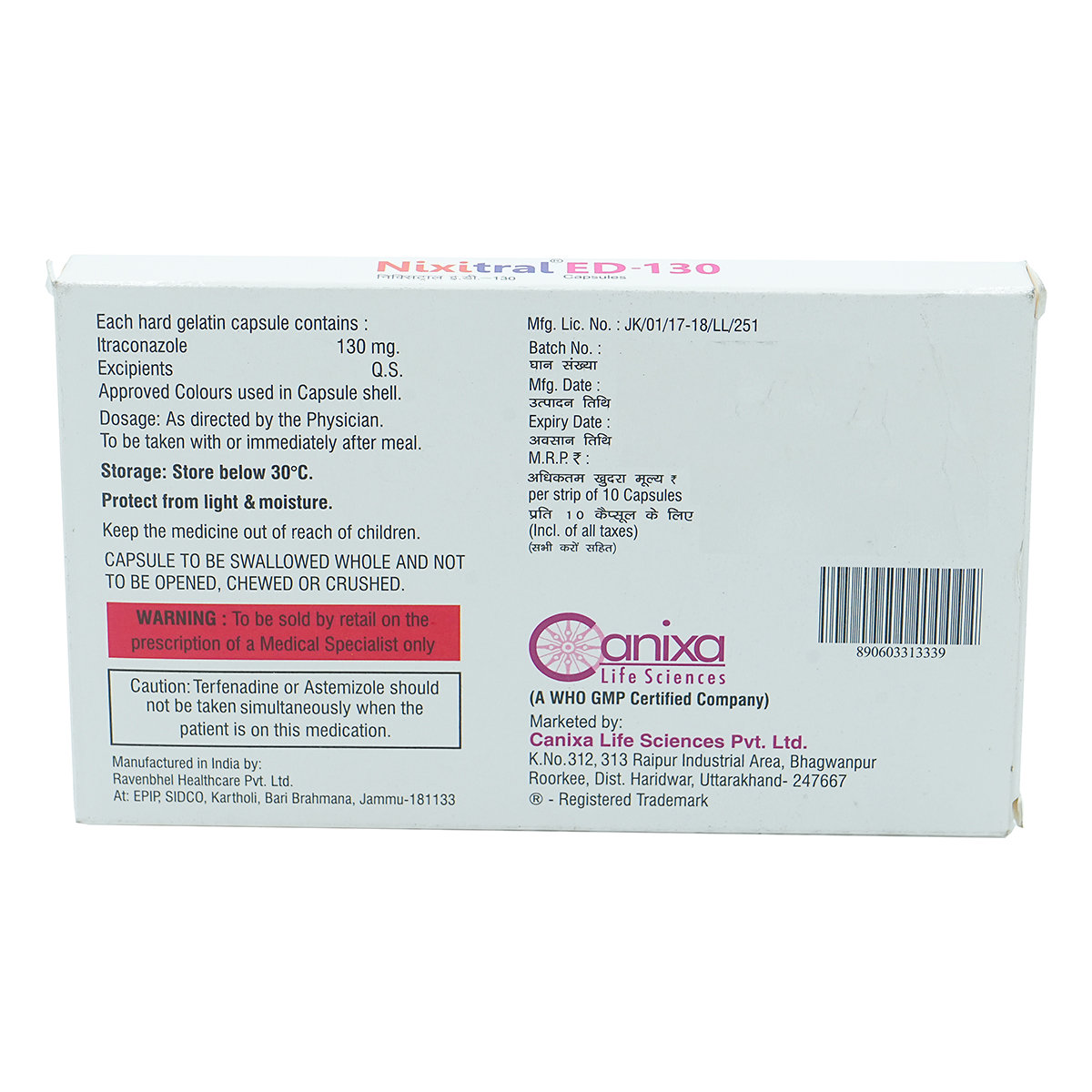 Nixitral ED 130 mg Capsule 10's, Pack of 10 CapsuleS Nixitral ED 130 mg Capsule 10's, Pack of 10 CapsuleS