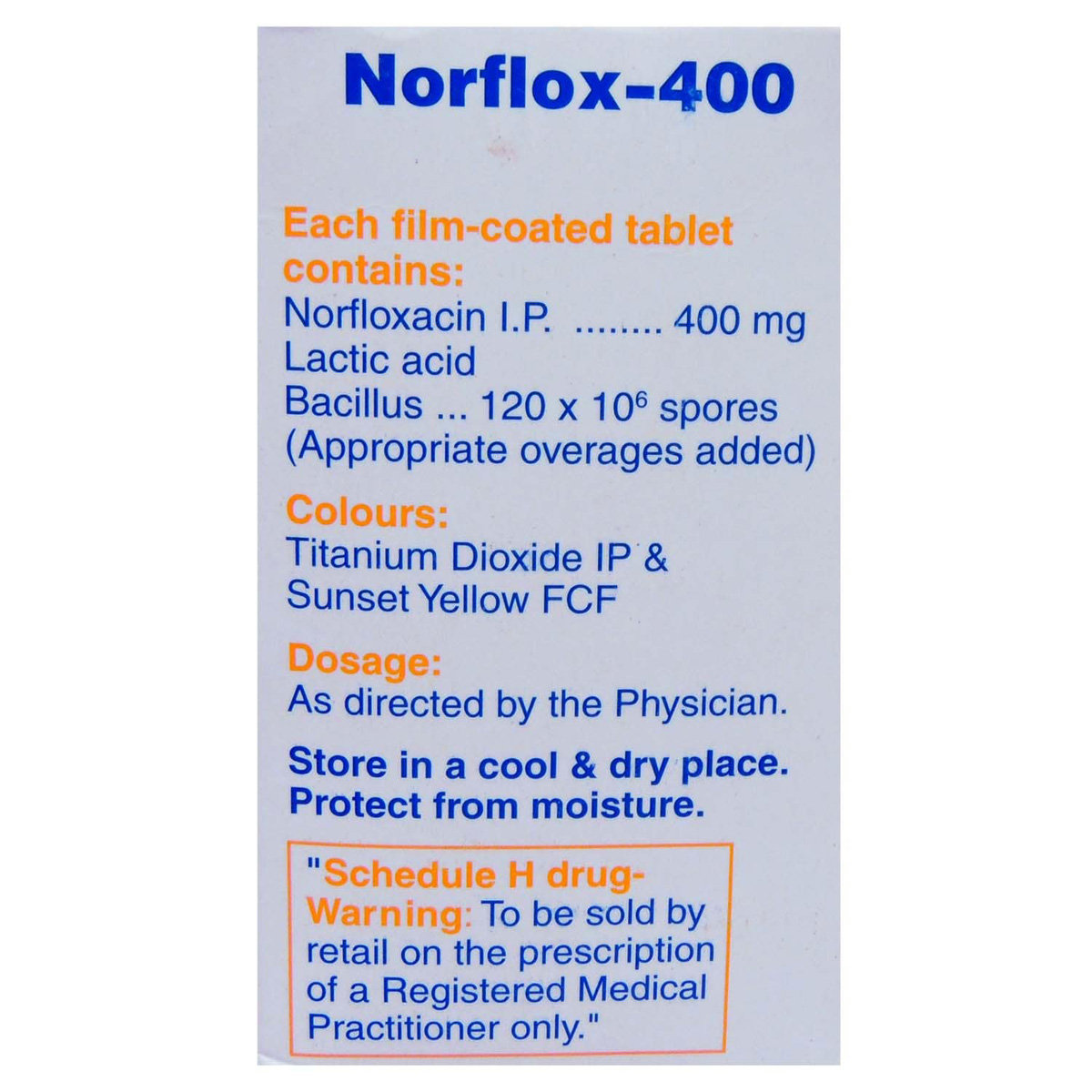 Norflox 400 Tablet 10's, Pack of 10 TABLETS Norflox 400 Tablet 10's, Pack of 10 TABLETS