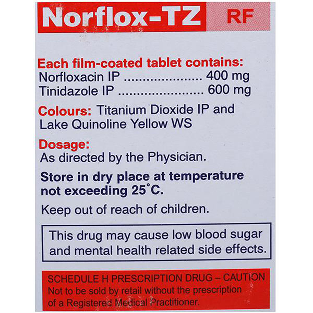 Norflox-TZ RF Tablet 10's, Pack of 10 TABLETS Norflox-TZ RF Tablet 10's, Pack of 10 TABLETS