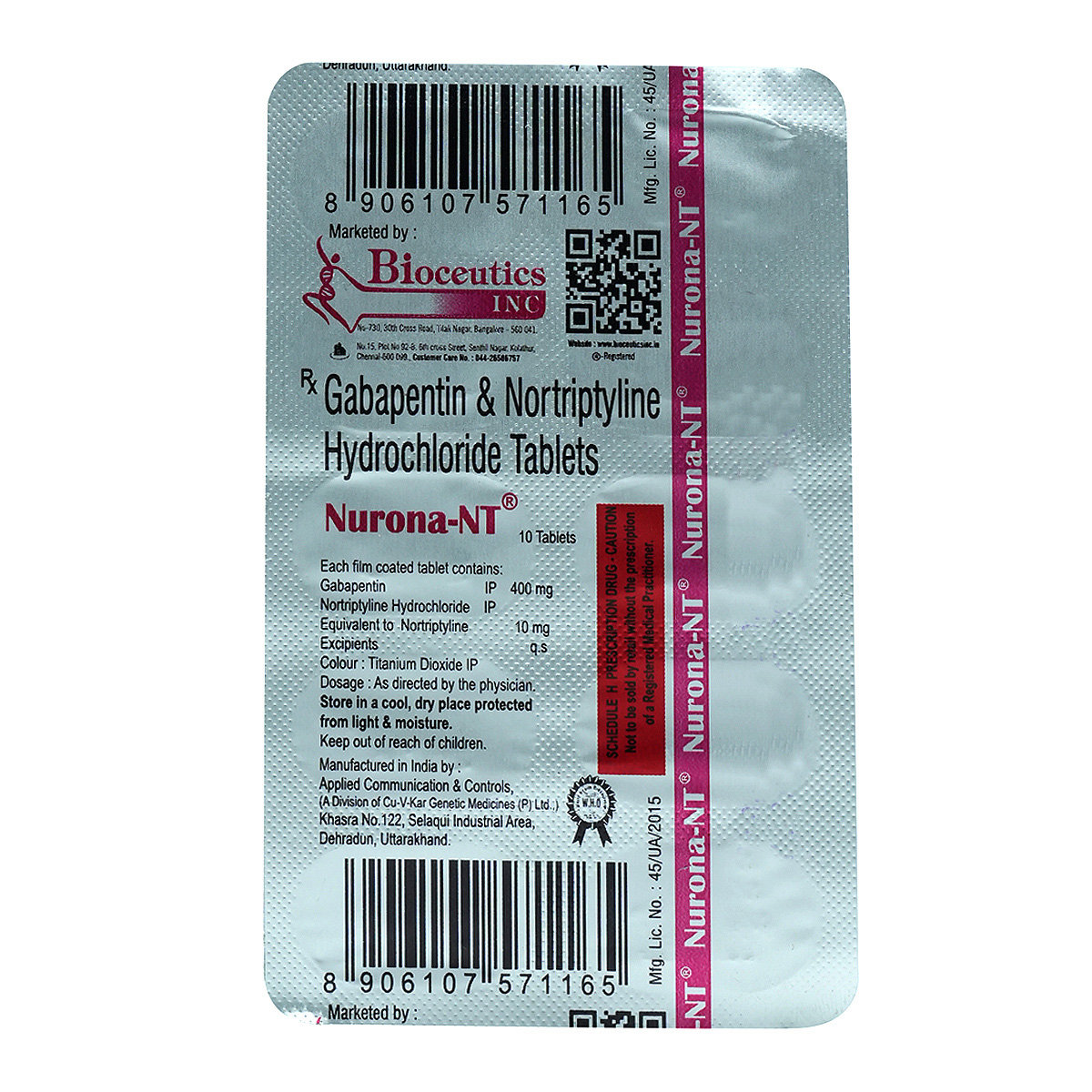 Nurona NT Tablet 10's, Pack of 10 TABLETS Nurona NT Tablet 10's, Pack of 10 TABLETS