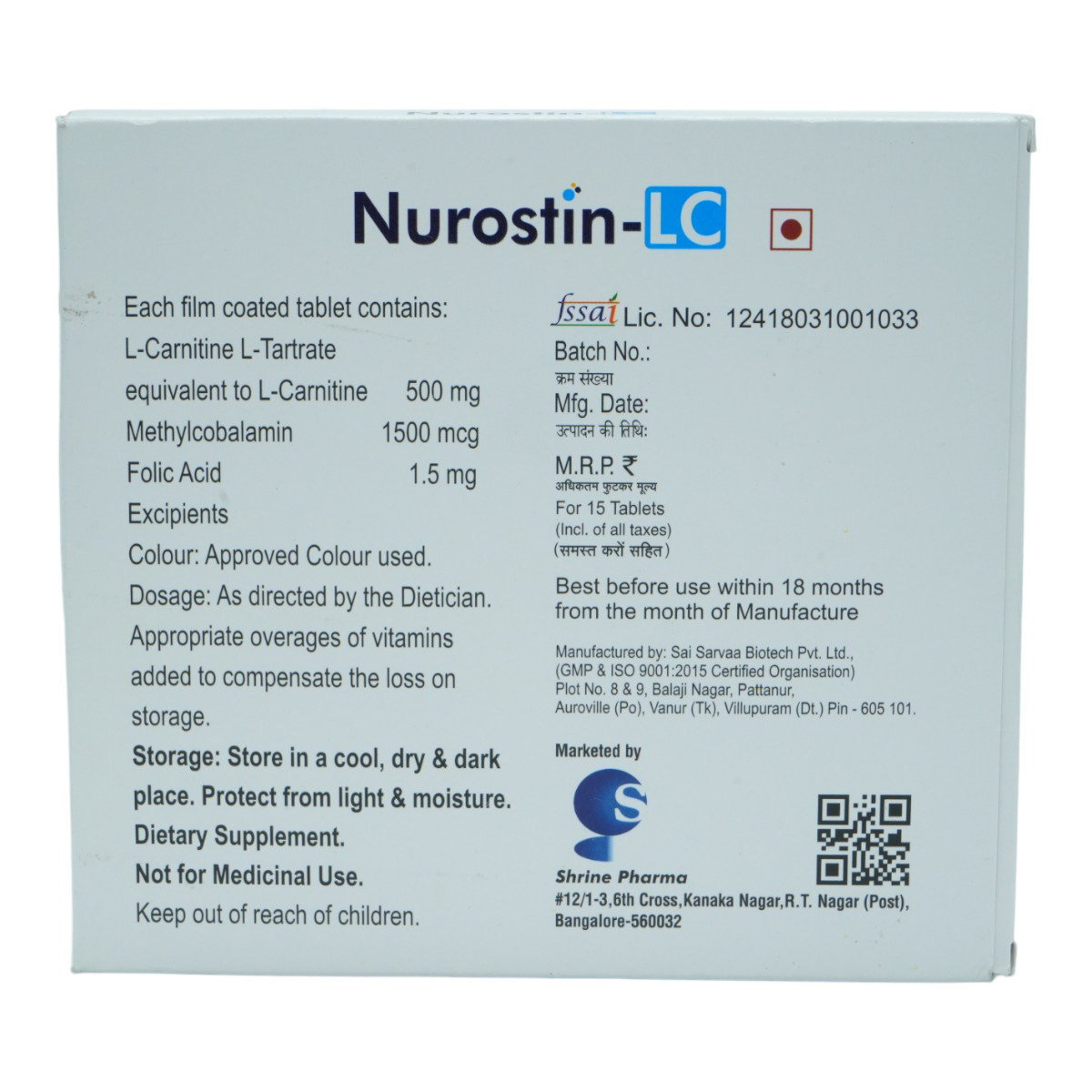 Nurostin-LC Tablet 15's, Pack of 15 TabletS Nurostin-LC Tablet 15's, Pack of 15 TabletS