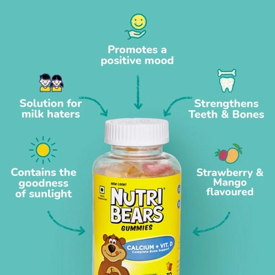 NutriBears Calcium+Vit D Complete Bone Support Gummies, 30's, Pack of 1 Gummies