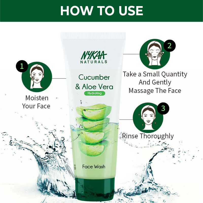Nykaa Naturals Cucumber & Aloe Face Wash 100 ml | Aloevera & Cucumber | Deep Cleasning | For Hydrated Skin | For Men & Women | For All Skin Types, Pack of 1 Nykaa Naturals Cucumber & Aloe Face Wash 100 ml | Aloevera & Cucumber | Deep Cleasning | For Hydrated Skin | For Men & Women | For All Skin Types, Pack of 1