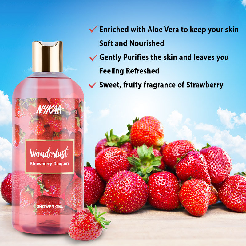 Nykaa Wanderlust Strawberry Daiquiri Shower Gel 300 ml | Everyday Gentle Cleanser, Pack of 1 Nykaa Wanderlust Strawberry Daiquiri Shower Gel 300 ml | Everyday Gentle Cleanser, Pack of 1