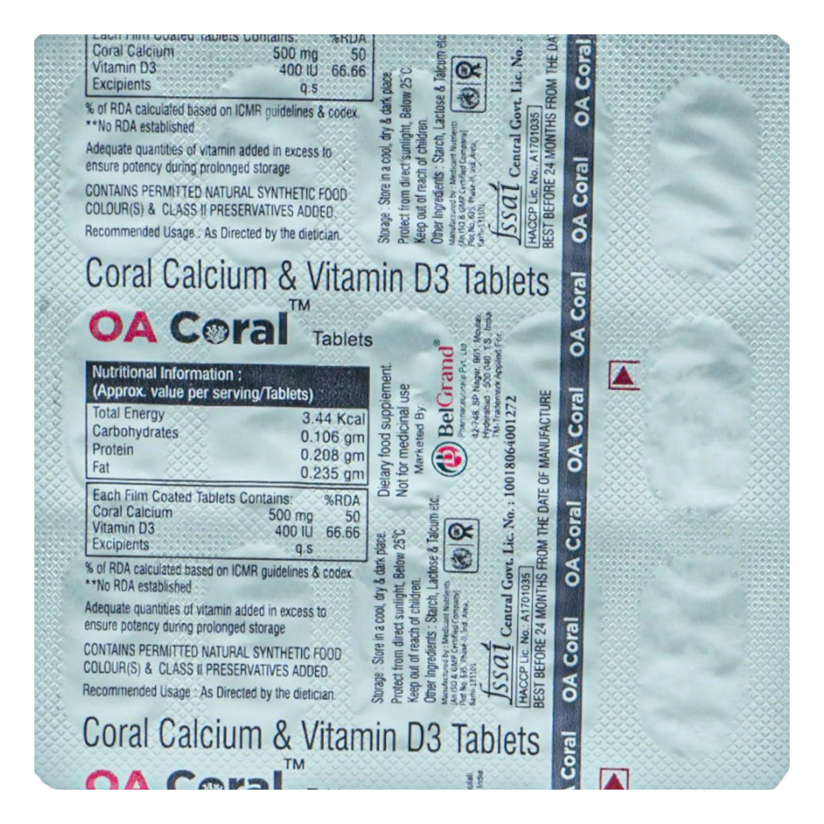 OA Coral Tablet 15's, Pack of 15 TabletS OA Coral Tablet 15's, Pack of 15 TabletS
