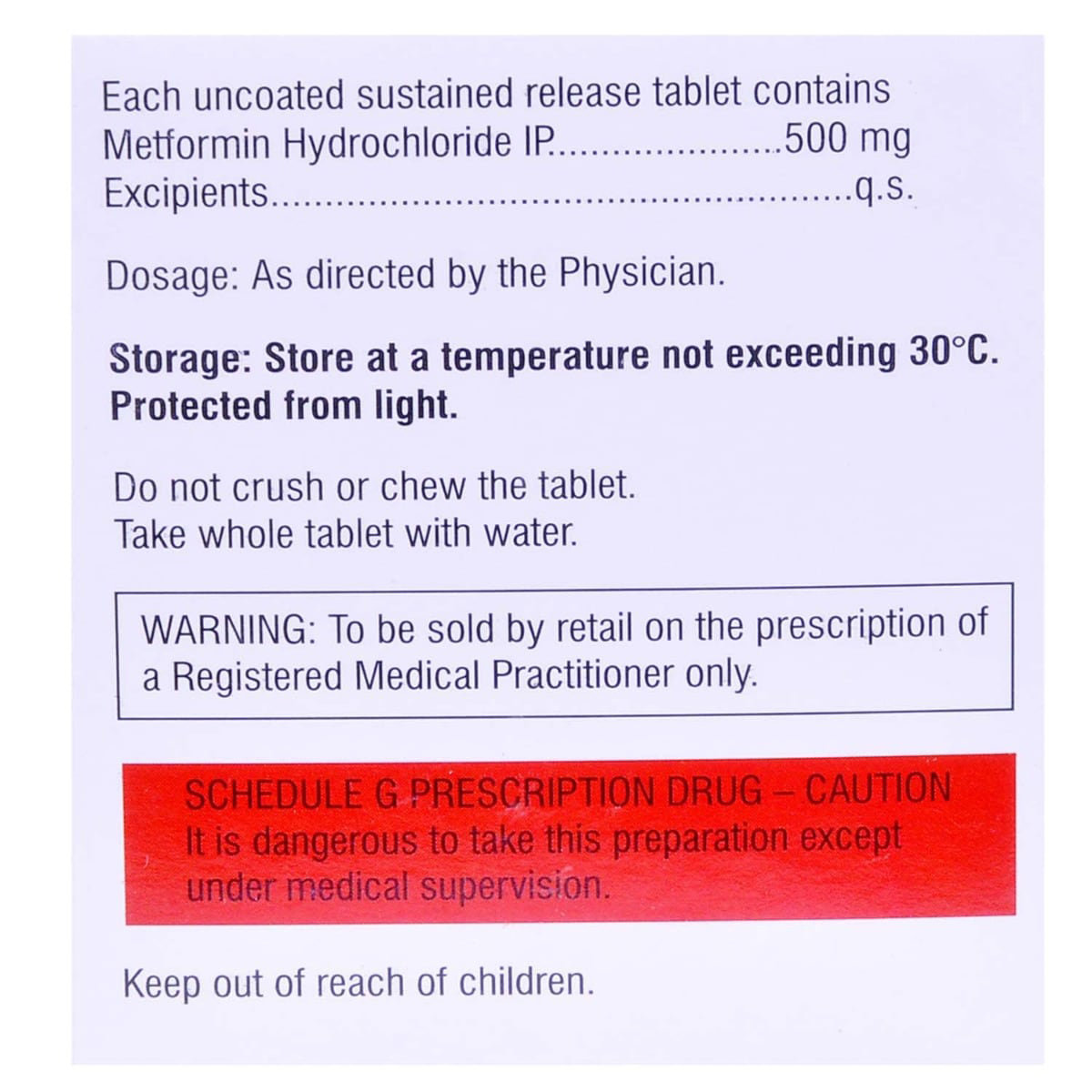 Obimet SR 500 mg Tablet 15's, Pack of 15 TABLETS Obimet SR 500 mg Tablet 15's, Pack of 15 TABLETS