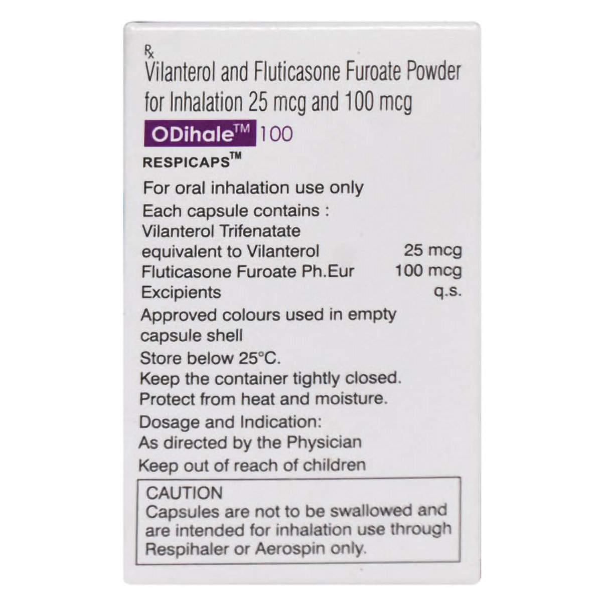 Odihale 100 Respicaps 30's, Pack of 1 Respicap Odihale 100 Respicaps 30's, Pack of 1 Respicap