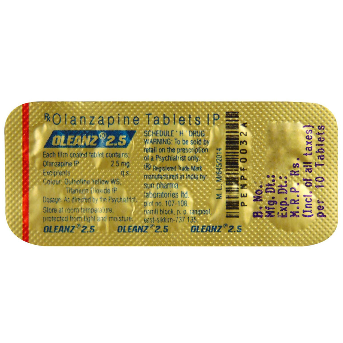 Oleanz 2.5 Tablet 10's, Pack of 10 TABLETS Oleanz 2.5 Tablet 10's, Pack of 10 TABLETS