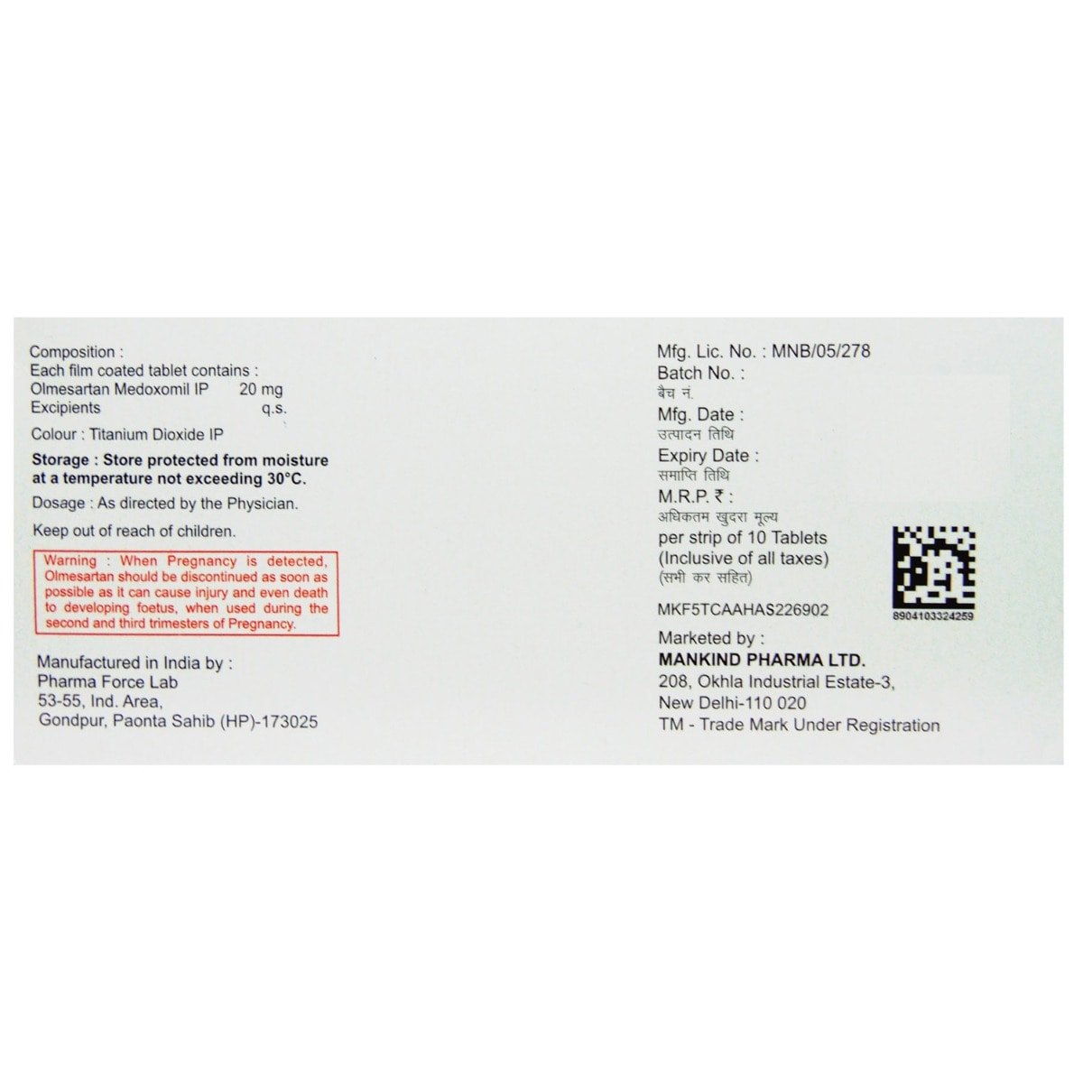 Olmetime-20 Tablet 10's, Pack of 10 TabletS Olmetime-20 Tablet 10's, Pack of 10 TabletS