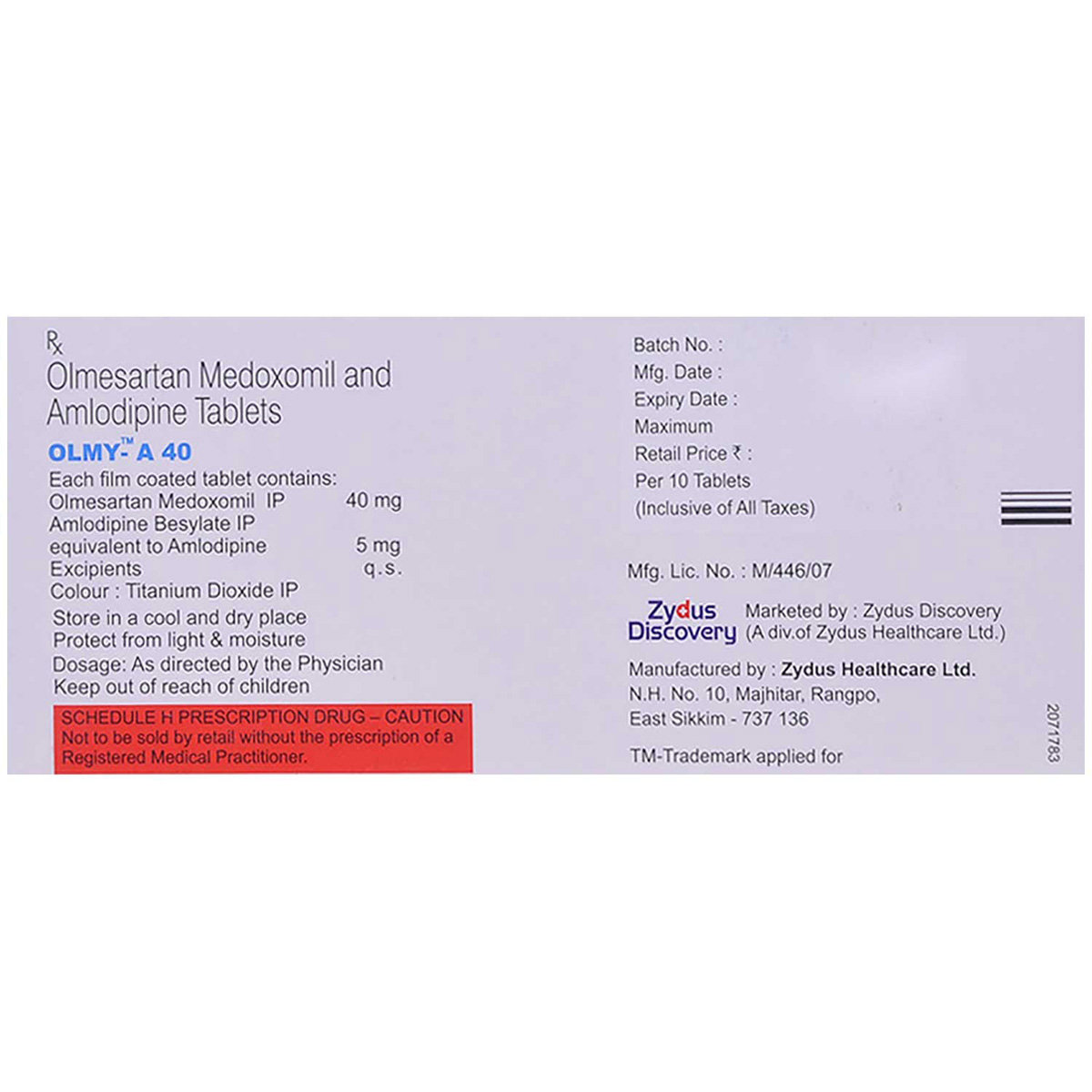 Olmy A 40 Tablet 10's, Pack of 10 TABLETS Olmy A 40 Tablet 10's, Pack of 10 TABLETS