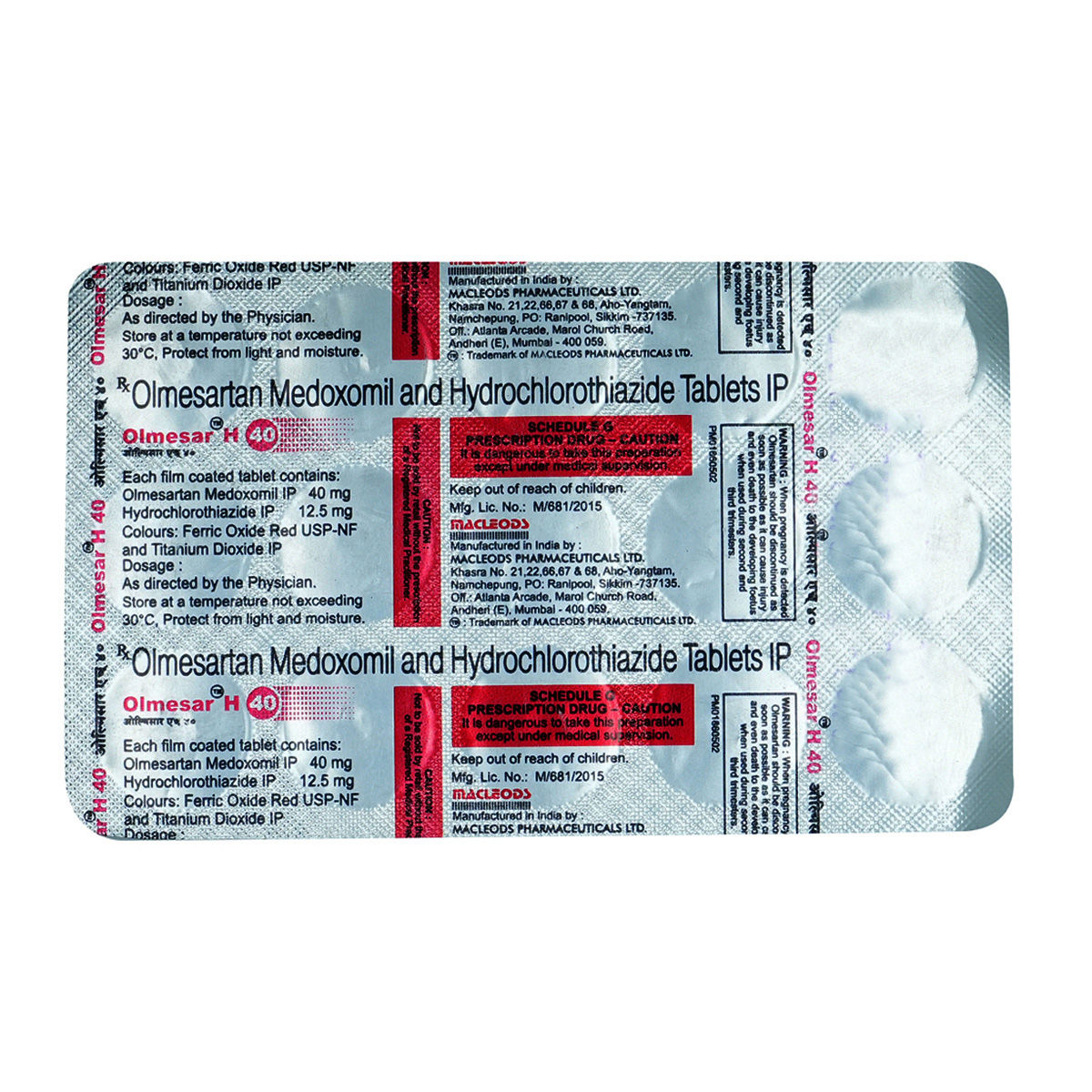 Buy Olmesar H 40 Tablet 15's Online