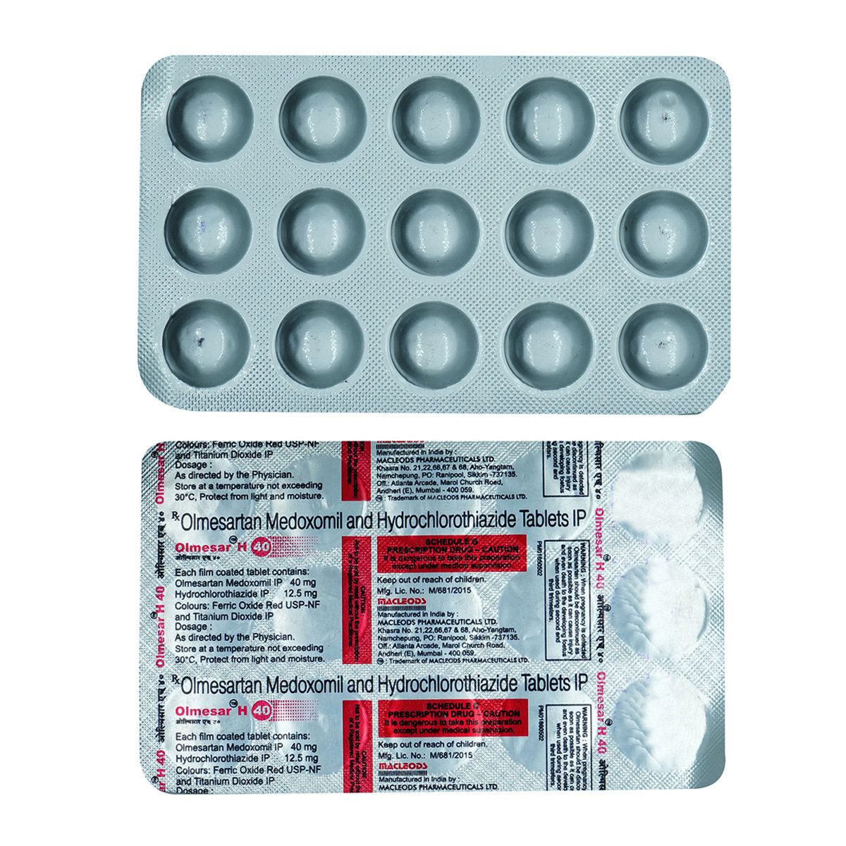 Olmesar H 40 mg Tablet 15's, Pack of 15 TABLETS Olmesar H 40 mg Tablet 15's, Pack of 15 TABLETS