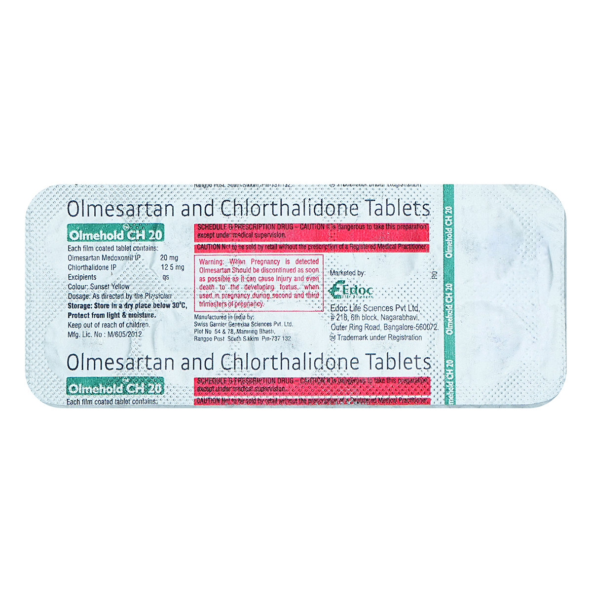 Olmehold Ch 20/12.5Mg Tablet 10'S, Pack of 10 TABLETS Olmehold Ch 20/12.5Mg Tablet 10'S, Pack of 10 TABLETS