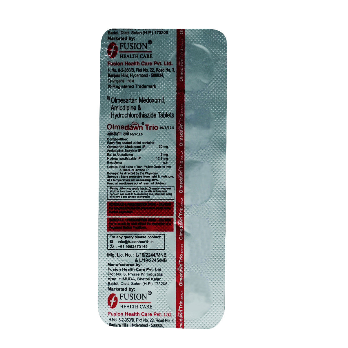 Olmedawn Trio 20/5/12.5 Tablet 10's, Pack of 10 TABLETS Olmedawn Trio 20/5/12.5 Tablet 10's, Pack of 10 TABLETS