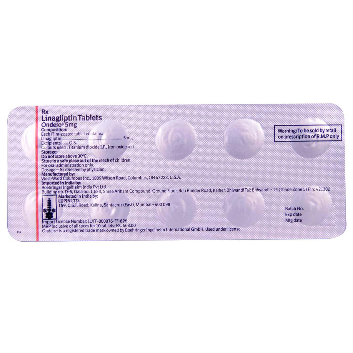 Ondero 5 mg Tablet 10's, Pack of 10 TABLETS Ondero 5 mg Tablet 10's, Pack of 10 TABLETS