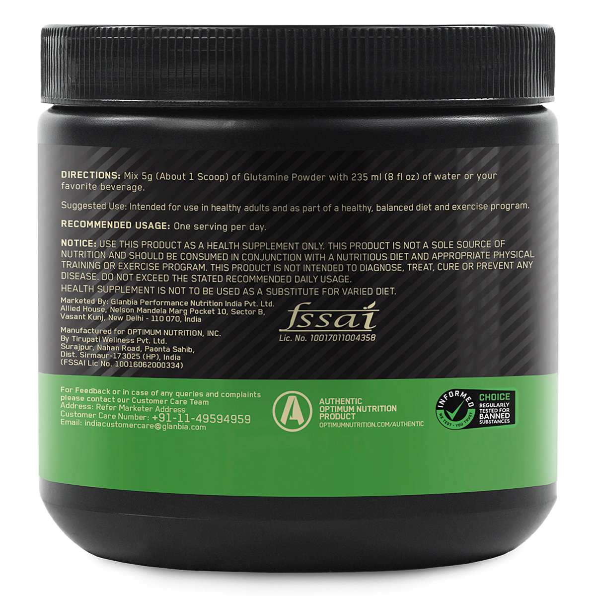 Optimum Nutrition (ON) Glutamine Unflavour Powder, 250 gm, Pack of 1 Optimum Nutrition (ON) Glutamine Unflavour Powder, 250 gm, Pack of 1