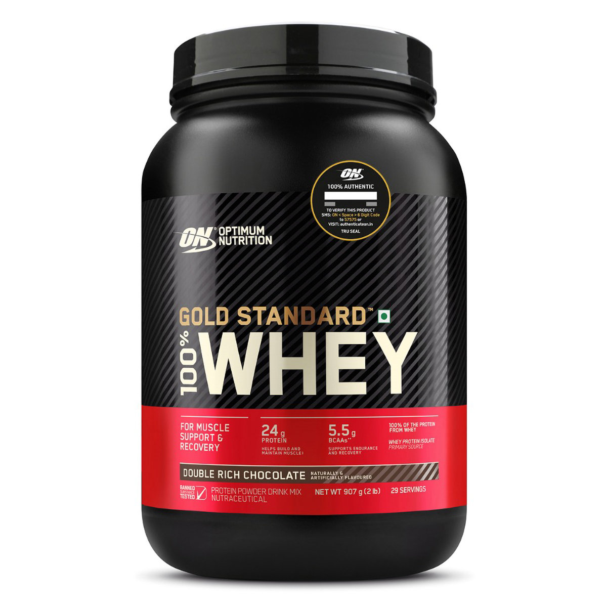 Optimum Nutrition (ON) Gold Standard 100% Whey Protein Double Rich Chocolate Flavour Powder, 907 gm, Pack of 1 Optimum Nutrition (ON) Gold Standard 100% Whey Protein Double Rich Chocolate Flavour Powder, 907 gm, Pack of 1