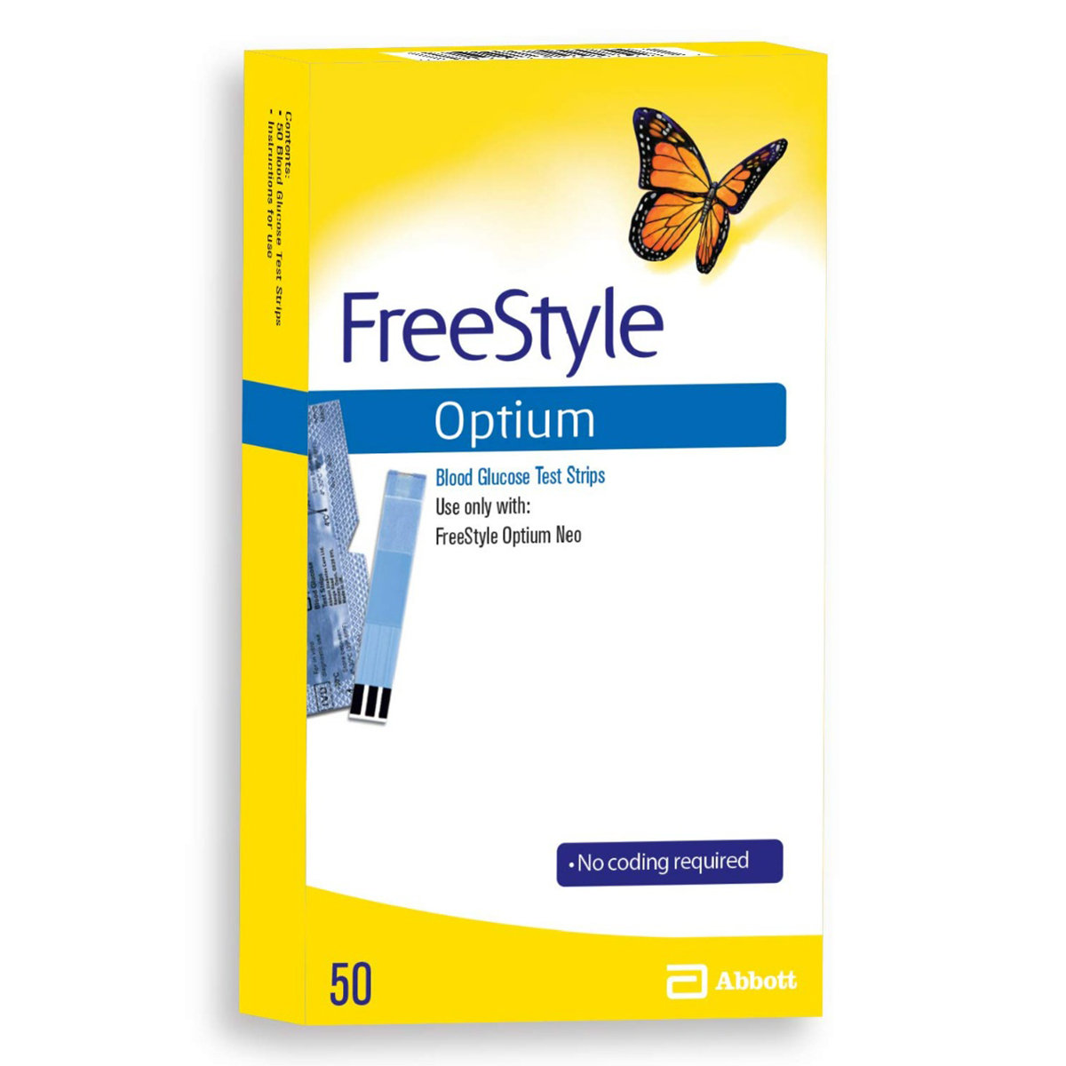 Freestyle Optium Blood Glucose Test Strips, 50 Count, Pack of 1 Freestyle Optium Blood Glucose Test Strips, 50 Count, Pack of 1