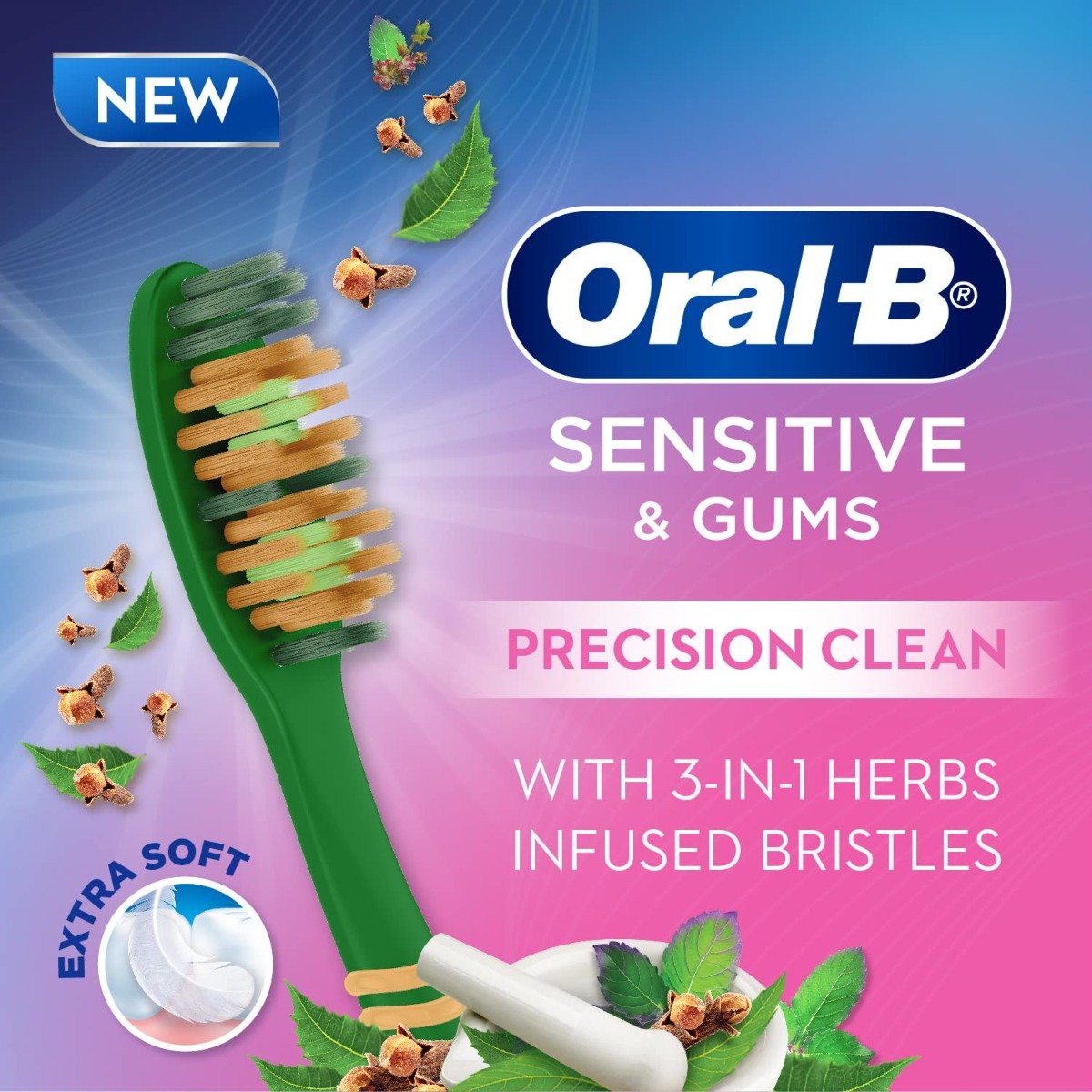 Oral-B Ultrathin Sensitive Herbs Extra Soft Toothbrush, 3 Count (Buy 2 Get 1 Free), Pack of 1 Oral-B Ultrathin Sensitive Herbs Extra Soft Toothbrush, 3 Count (Buy 2 Get 1 Free), Pack of 1