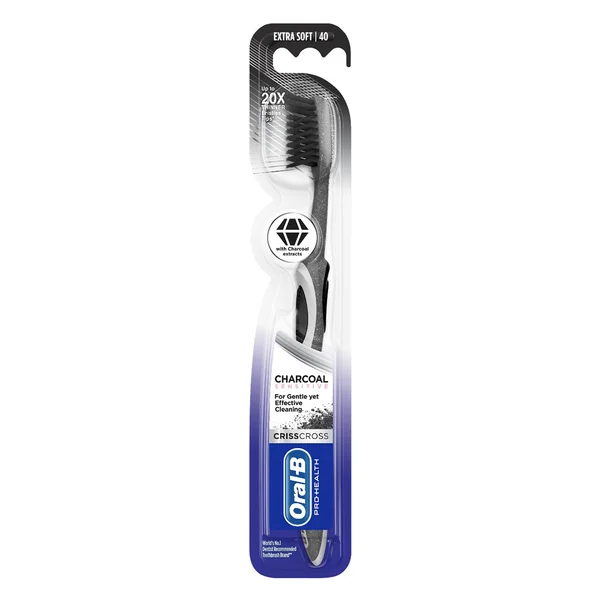 Oral-B Charcoal Sensitive Criss Cross Extra Soft 40 Toothbrush, 1 Count, Pack of 1