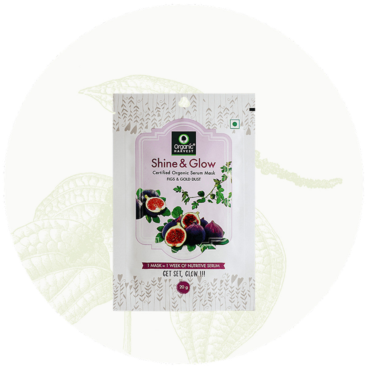 Organic Harvest Shine and Glow Sheet Mask 20 gm | With Figs & Gold Dust | Fights Aging | Nourishes Skin | Gives Youthful Skin | Certified Organic Serum mask, Pack of 1 Organic Harvest Shine and Glow Sheet Mask 20 gm | With Figs & Gold Dust | Fights Aging | Nourishes Skin | Gives Youthful Skin | Certified Organic Serum mask, Pack of 1