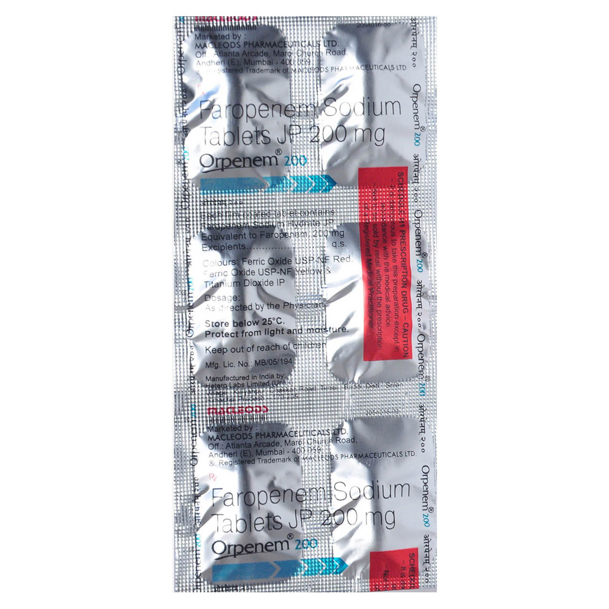 Orpenem 200 Tablet 6's, Pack of 6 TABLETS Orpenem 200 Tablet 6's, Pack of 6 TABLETS