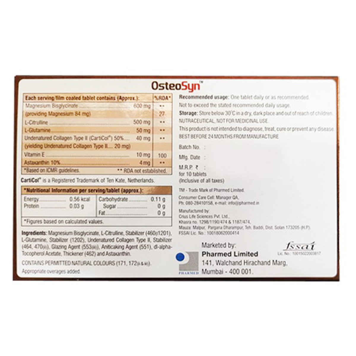 Osteosyn Tablet 10's, Pack of 10 Osteosyn Tablet 10's, Pack of 10