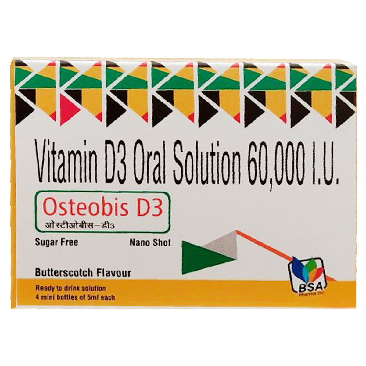 Osteobis D3 60K Sugar Free Butterscotch Solution 5 ml, Pack of 1 Osteobis D3 60K Sugar Free Butterscotch Solution 5 ml, Pack of 1